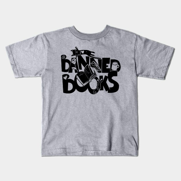 I Love Banned Books Illustrated Message for gifts, stickers, mugs and more! Kids T-Shirt by Kraken Sky X TEEPUBLIC